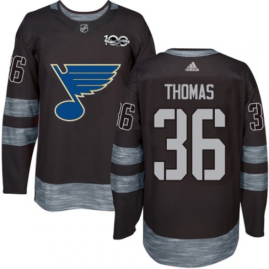 Men's Adidas St. Louis Blues 36 Robert Thomas Authentic Black 1917-2017 100th Anniversary NHL Jersey