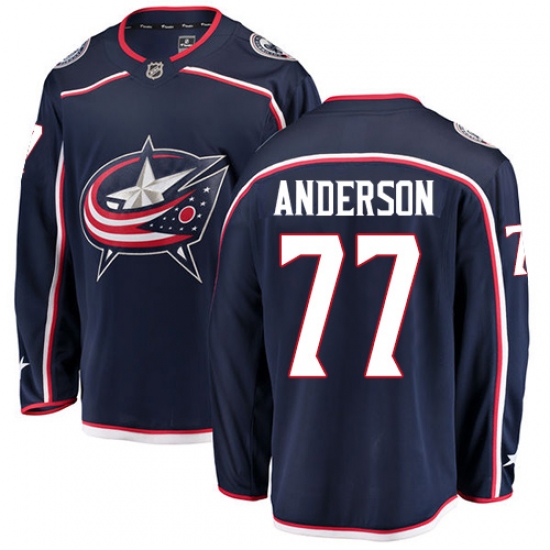 Men's Columbus Blue Jackets 77 Josh Anderson Fanatics Branded Navy Blue Home Breakaway NHL Jersey