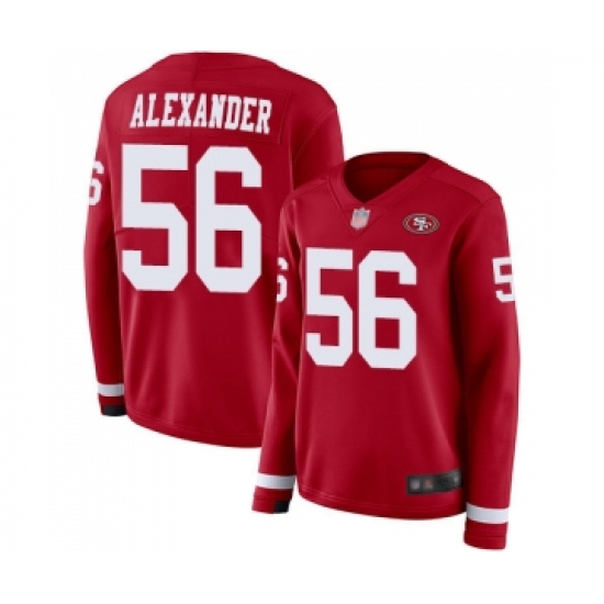 Women's San Francisco 49ers 56 Kwon Alexander Limited Red Therma Long Sleeve Football Jersey