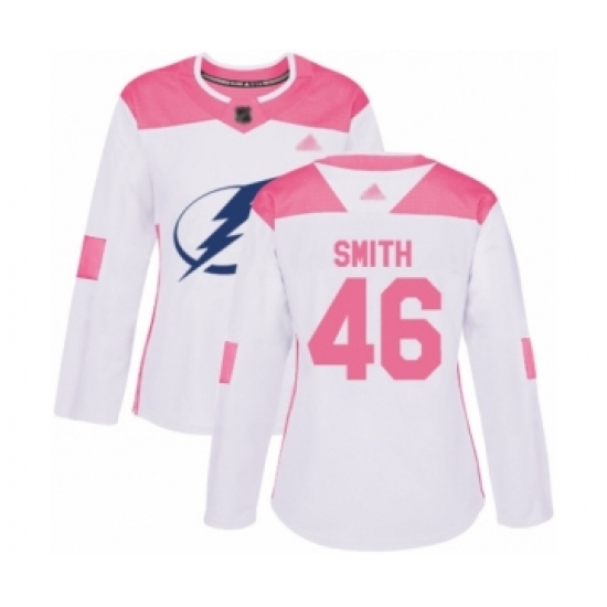 Women's Tampa Bay Lightning 46 Gemel Smith Authentic WhitePink Fashion Hockey Jersey