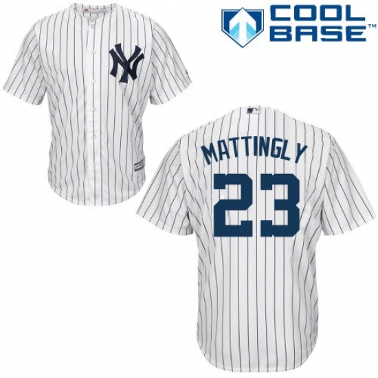 Youth Majestic New York Yankees 23 Don Mattingly Authentic White Home MLB Jersey