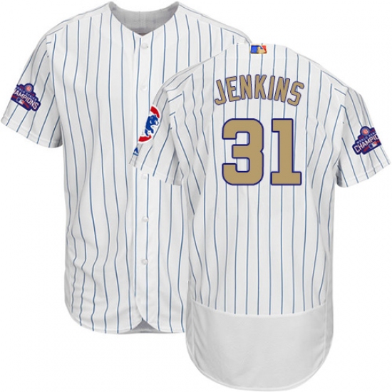 Men's Majestic Chicago Cubs 31 Fergie Jenkins Authentic White 2017 Gold Program Flex Base MLB Jersey