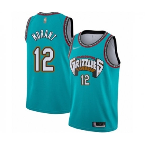 Men's Memphis Grizzlies 12 Ja Morant Authentic Green Hardwood Classic Basketball Jersey