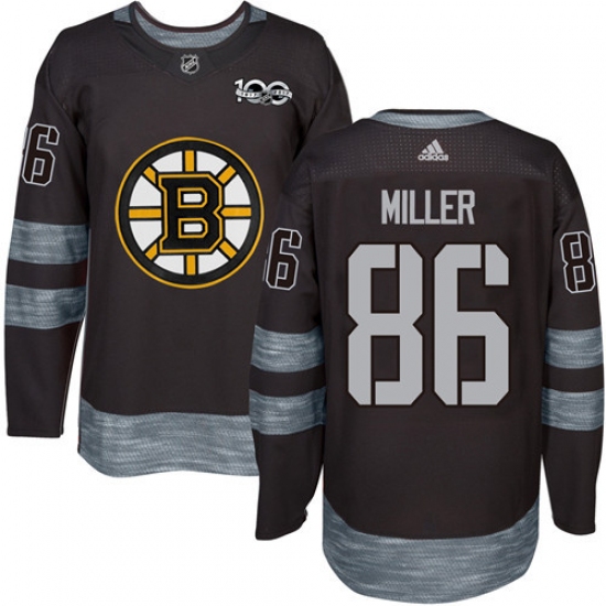 Men's Adidas Boston Bruins 86 Kevan Miller Authentic Black 1917-2017 100th Anniversary NHL Jersey