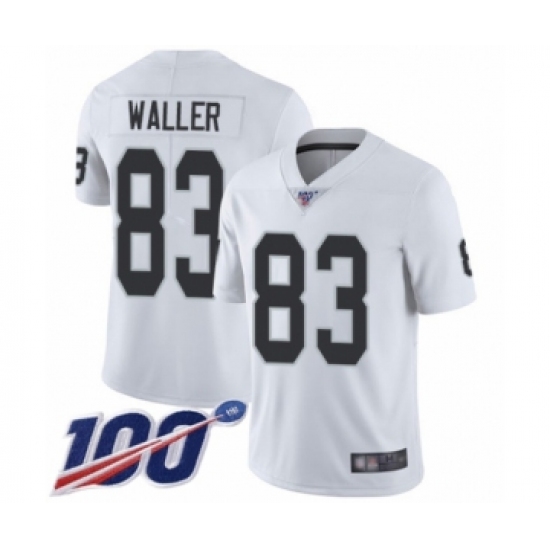 Men's Oakland Raiders 83 Darren Waller White Vapor Untouchable Limited Player 100th Season Football Jersey