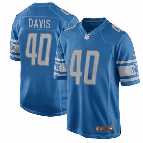 Men's Nike Detroit Lions 40 Jarrad Davis Game Light Blue Team Color NFL Jersey