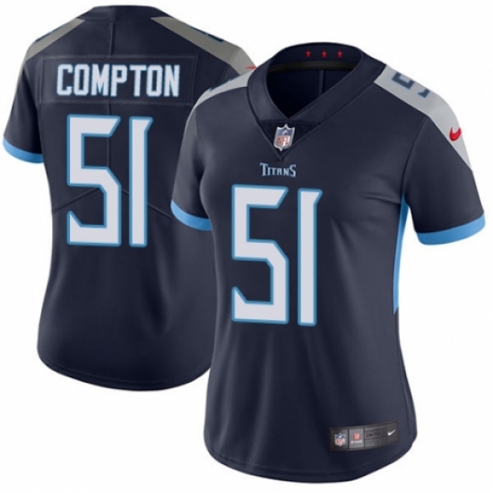 Women's Nike Tennessee Titans 51 Will Compton Navy Blue Team Color Vapor Untouchable Limited Player NFL Jersey