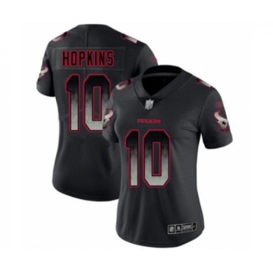 Women's Houston Texans 10 DeAndre Hopkins Limited Black Smoke Fashion Football Jersey