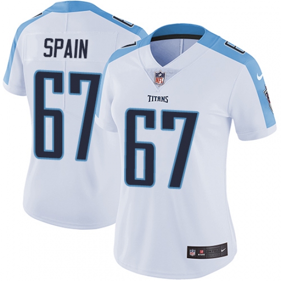 Women's Nike Tennessee Titans 67 Quinton Spain Elite White NFL Jersey