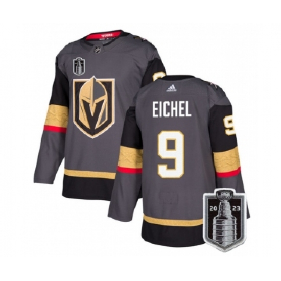 Men's Vegas Golden Knights 9 Jack Eichel Gray 2023 Stanley Cup Final Stitched Jersey