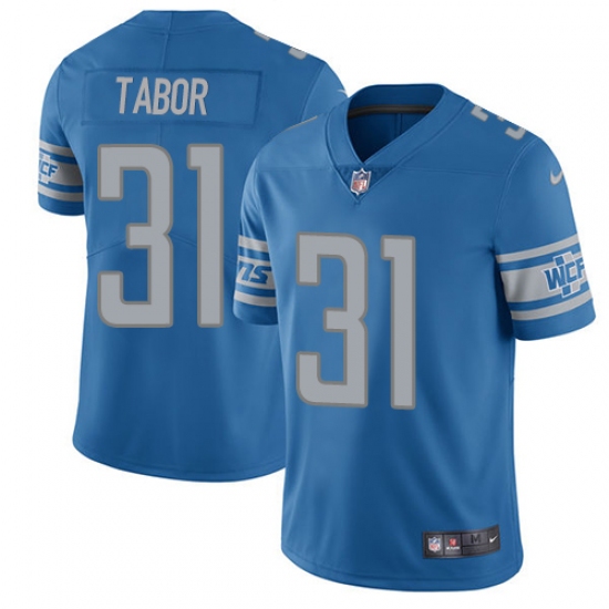 Men's Nike Detroit Lions 31 Teez Tabor Blue Team Color Vapor Untouchable Limited Player NFL Jersey