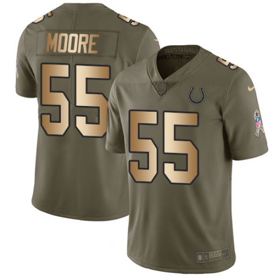 Men's Nike Indianapolis Colts 55 Skai Moore Limited Olive old 2017 Salute to Service NFL Jersey