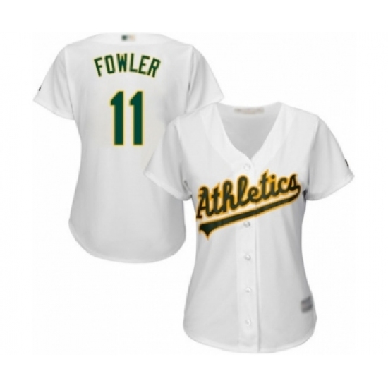 Women's Oakland Athletics 11 Dustin Fowler Authentic White Home Cool Base Baseball Player Jersey