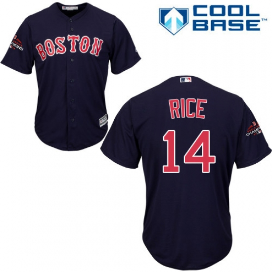 Youth Majestic Boston Red Sox 14 Jim Rice Authentic Navy Blue Alternate Road Cool Base 2018 World Series Champions MLB Jersey