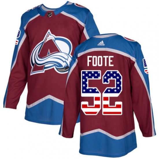 Men's Adidas Colorado Avalanche 52 Adam Foote Authentic Burgundy Red USA Flag Fashion NHL Jersey