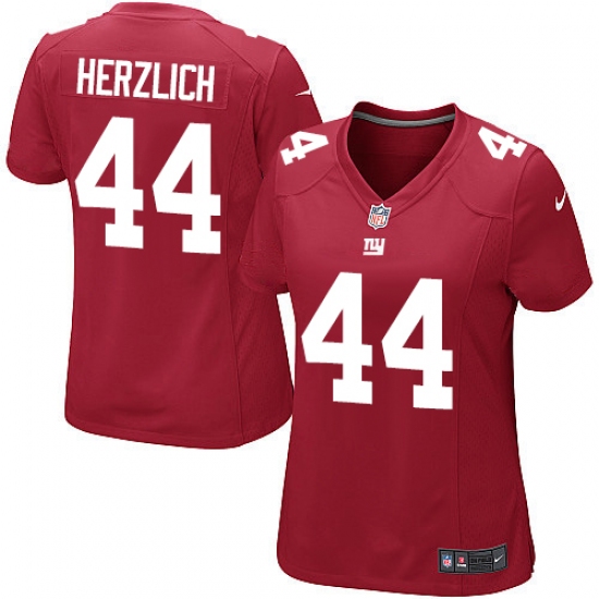 Women's Nike New York Giants 44 Mark Herzlich Game Red Alternate NFL Jersey