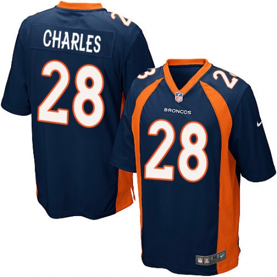 Men's Nike Denver Broncos 28 Jamaal Charles Game Navy Blue Alternate NFL Jersey