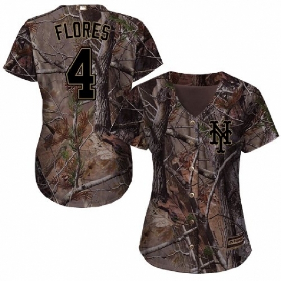 Women's Majestic New York Mets 4 Wilmer Flores Authentic Camo Realtree Collection Flex Base MLB Jersey