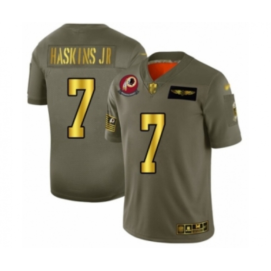 Men's Washington Redskins 7 Dwayne Haskins Olive Gold 2019 Salute to Service Limited Player Football Jersey