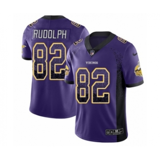 Men's Nike Minnesota Vikings 82 Kyle Rudolph Limited Purple Rush Drift Fashion NFL Jersey