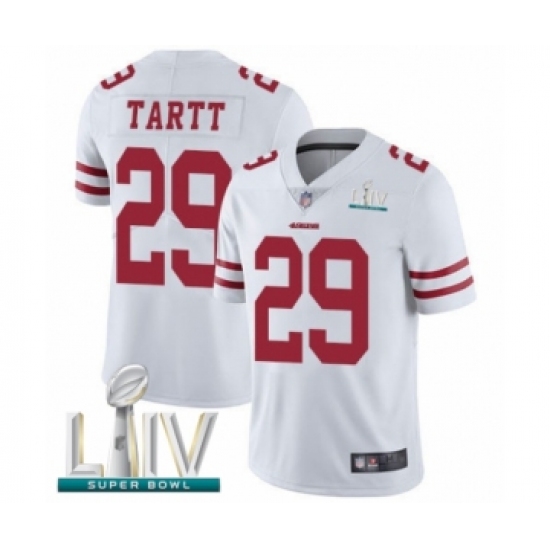 Men's San Francisco 49ers 29 Jaquiski Tartt White Vapor Untouchable Limited Player Super Bowl LIV Bound Football Jersey