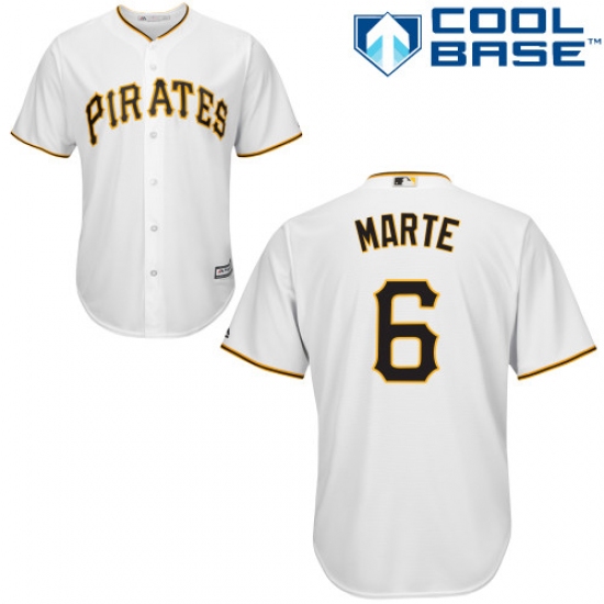 Youth Majestic Pittsburgh Pirates 6 Starling Marte Authentic White Home Cool Base MLB Jersey