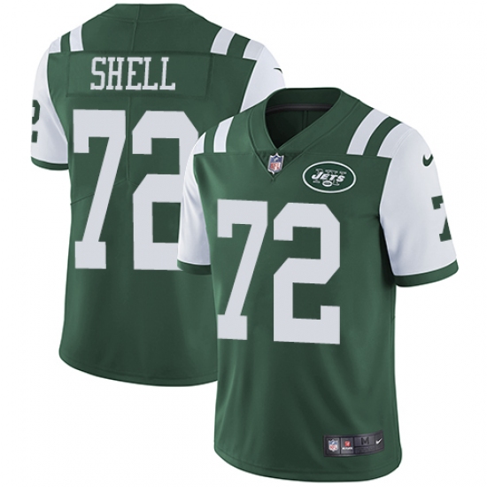 Youth Nike New York Jets 72 Brandon Shell Green Team Color Vapor Untouchable Limited Player NFL Jersey