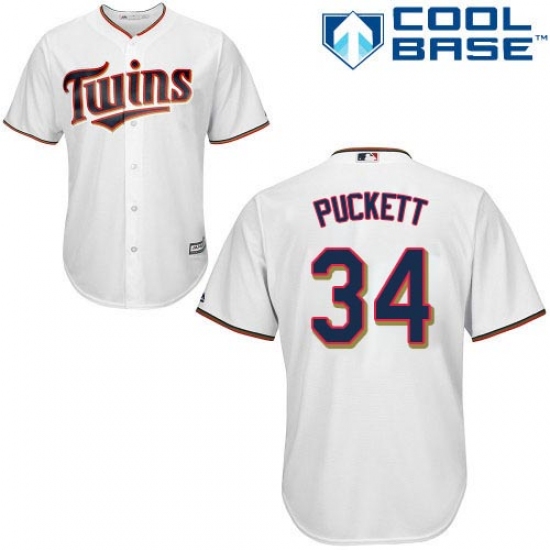 Youth Majestic Minnesota Twins 34 Kirby Puckett Authentic White Home Cool Base MLB Jersey