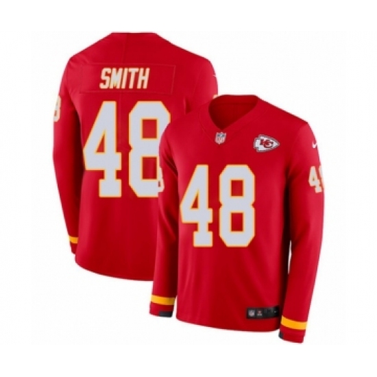 Youth Nike Kansas City Chiefs 48 Terrance Smith Limited Red Therma Long Sleeve NFL Jersey