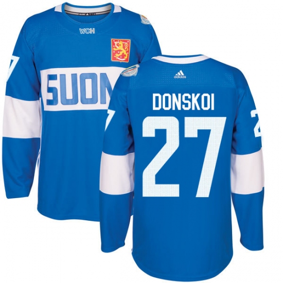 Men's Adidas Team Finland 27 Joonas Donskoi Authentic Blue Away 2016 World Cup of Hockey Jersey