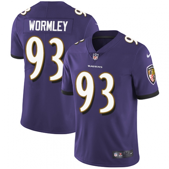 Men's Nike Baltimore Ravens 93 Chris Wormley Purple Team Color Vapor Untouchable Limited Player NFL Jersey