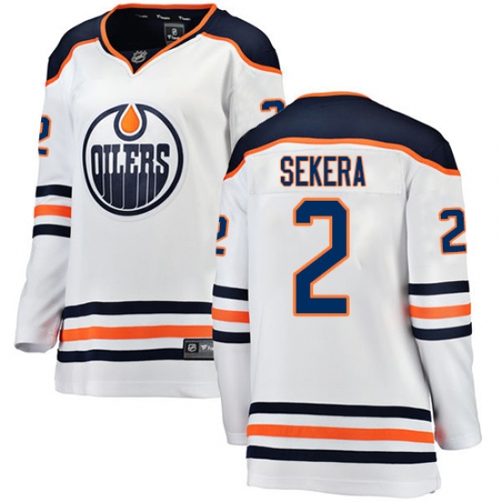 Women's Edmonton Oilers 2 Andrej Sekera Authentic White Away Fanatics Branded Breakaway NHL Jersey