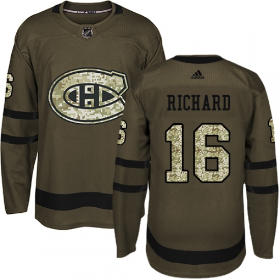 Men's Adidas Montreal Canadiens 16 Henri Richard Authentic Green Salute to Service NHL Jersey