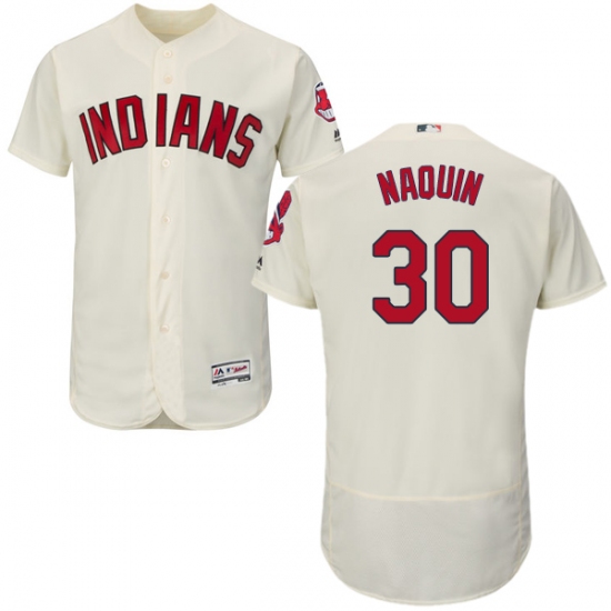 Men's Majestic Cleveland Indians 30 Tyler Naquin Cream Flexbase Authentic Collection MLB Jersey