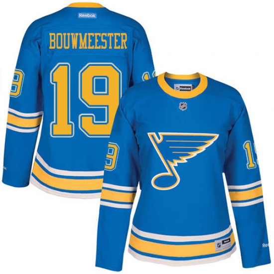 Women's Reebok St. Louis Blues 19 Jay Bouwmeester Authentic Blue 2017 Winter Classic NHL Jersey