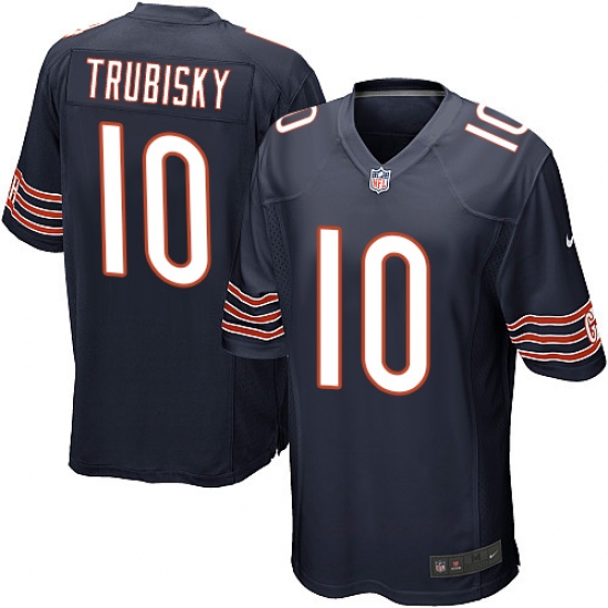 Men's Nike Chicago Bears 10 Mitchell Trubisky Game Navy Blue Team Color NFL Jersey