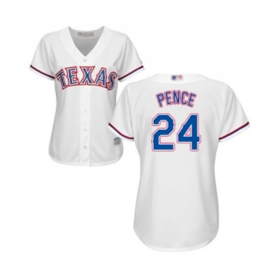 Women's Texas Rangers 24 Hunter Pence Replica White Home Cool Base Baseball Jersey