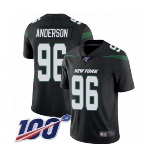 Youth New York Jets 96 Henry Anderson Black Alternate Vapor Untouchable Limited Player 100th Season Football Jersey