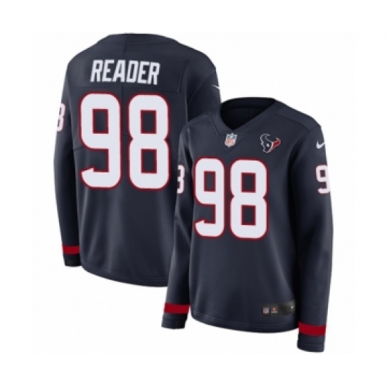 Women's Nike Houston Texans 98 D.J. Reader Limited Navy Blue Therma Long Sleeve NFL Jersey