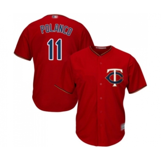 Youth Minnesota Twins 11 Jorge Polanco Replica Scarlet Alternate Cool Base Baseball Jersey