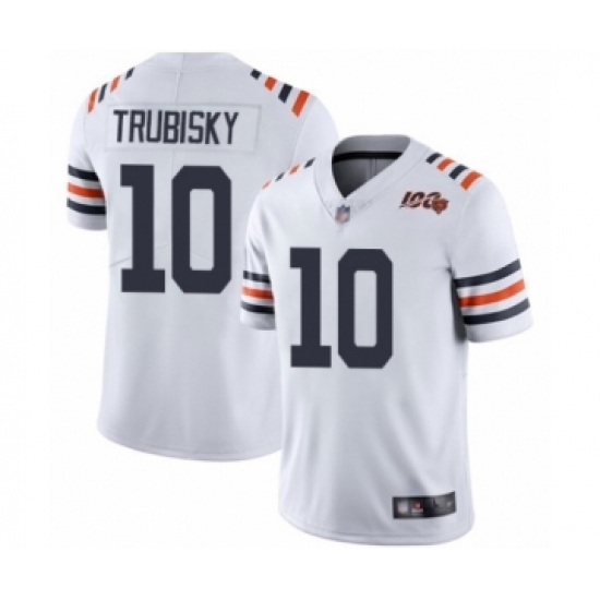 Men's Chicago Bears 10 Mitchell Trubisky White 100th Season Limited Football Jersey