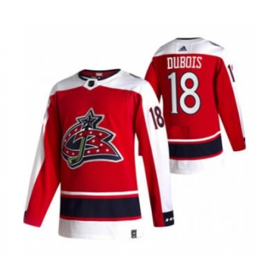 Men's Columbus Blue Jackets 18 Pierre-Luc Dubois Red 2020-21 Reverse Retro Alternate Hockey Jersey