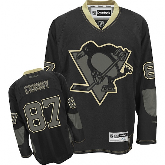 Men's Reebok Pittsburgh Penguins 87 Sidney Crosby Authentic Black Ice NHL Jersey