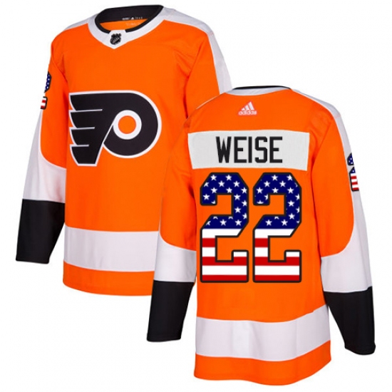 Men's Adidas Philadelphia Flyers 22 Dale Weise Authentic Orange USA Flag Fashion NHL Jersey