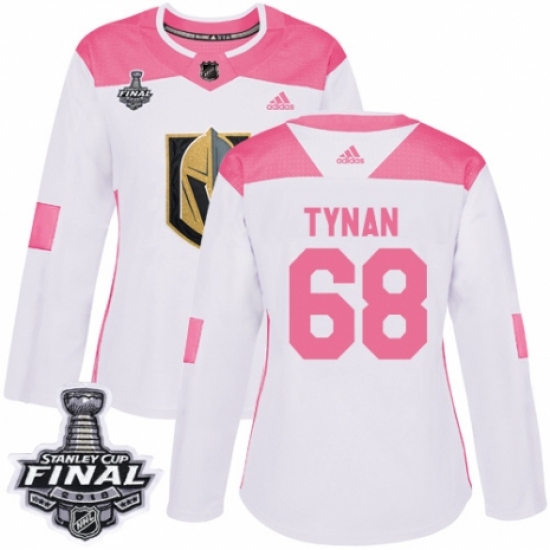 Women's Adidas Vegas Golden Knights 68 T.J. Tynan Authentic White/Pink Fashion 2018 Stanley Cup Final NHL Jersey