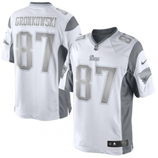 Men's Nike New England Patriots 87 Rob Gronkowski Limited White Platinum NFL Jersey