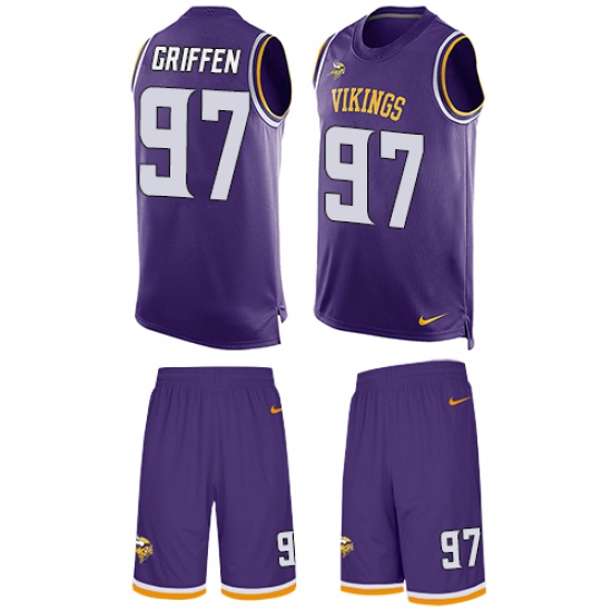 Men's Nike Minnesota Vikings 97 Everson Griffen Limited Purple Tank Top Suit NFL Jersey