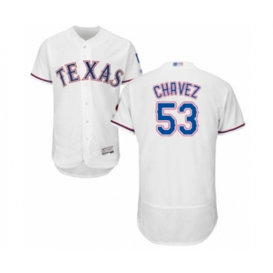 Men's Texas Rangers 53 Jesse Chavez White Home Flex Base Authentic Collection Baseball Player Jersey