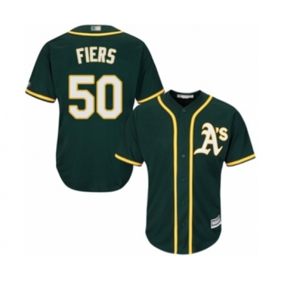 Youth Oakland Athletics 50 Mike Fiers Authentic Green Alternate 1 Cool Base Baseball Player Jersey