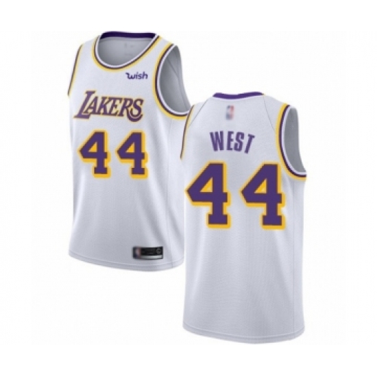 Men's Los Angeles Lakers 44 Jerry West Authentic White Basketball Jersey - Association Edition